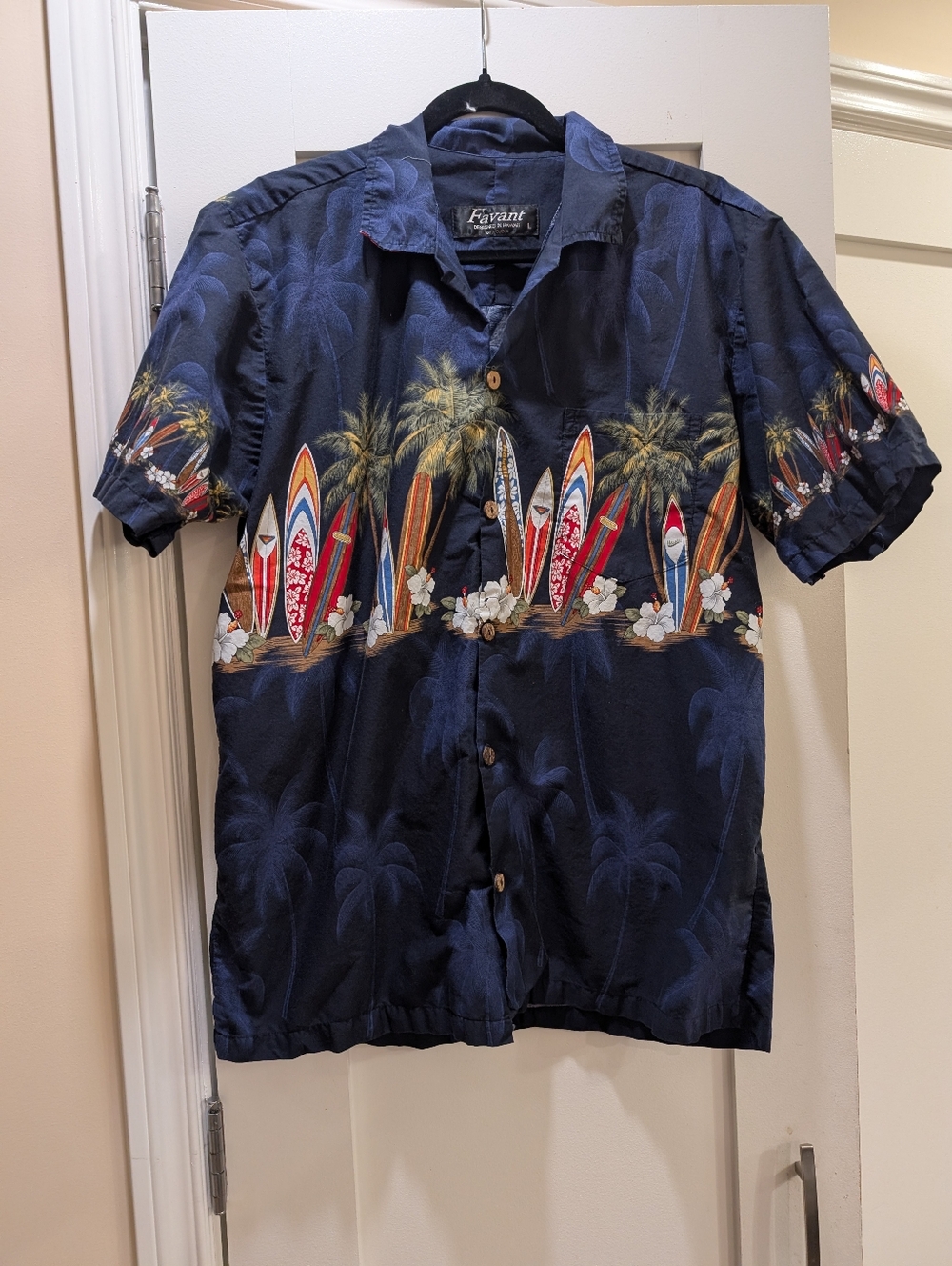 Favant Novelty Print Hawaiian Shirt,L